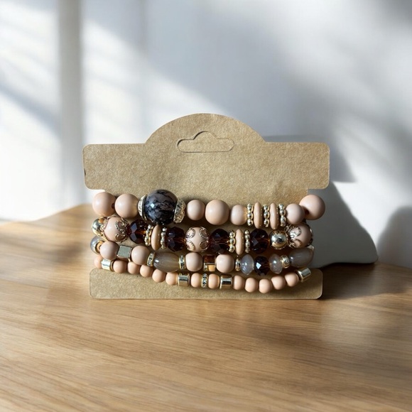 Fashion Jewelry Boho Multi-Tone Beaded Bracelet Set with charm - Picture 3 of 6